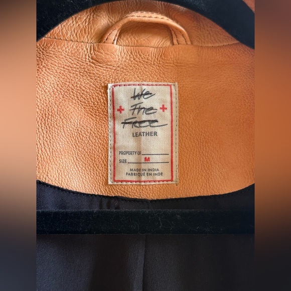 NWOT We The Free Jealousy Leather Moto Jacket M Tangerine Orange - Picture 7 of 14